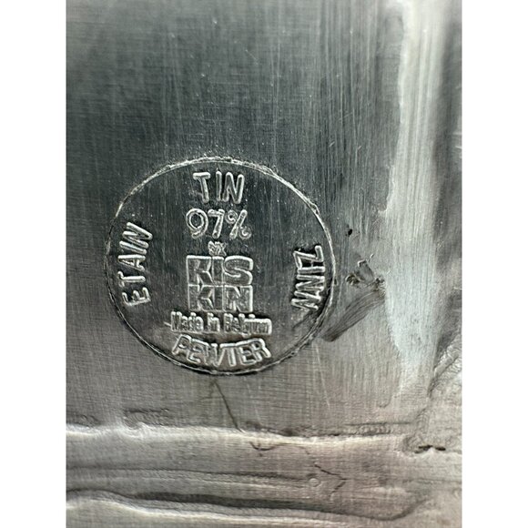 Vintage Pewter Plate Wall Hanging Embossed Mare and Foal KISKIN Belgium Octagon - Picture 10 of 10